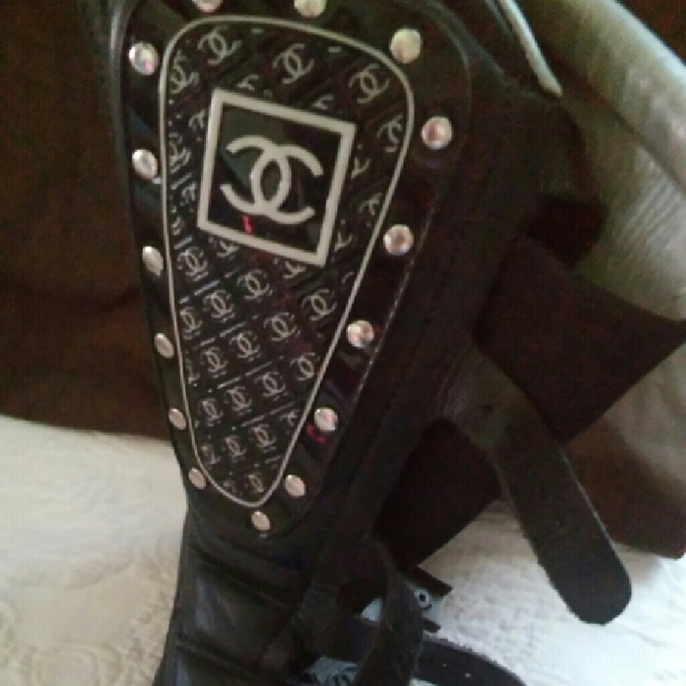 CHANEL BIKER BOOTS! Rare!